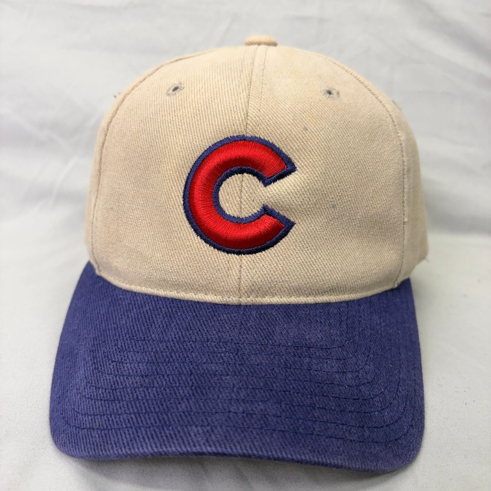 Logo Athletic Chicago Cubs Hat MLB Mens OSFA Tan Purple Embroidered Cap